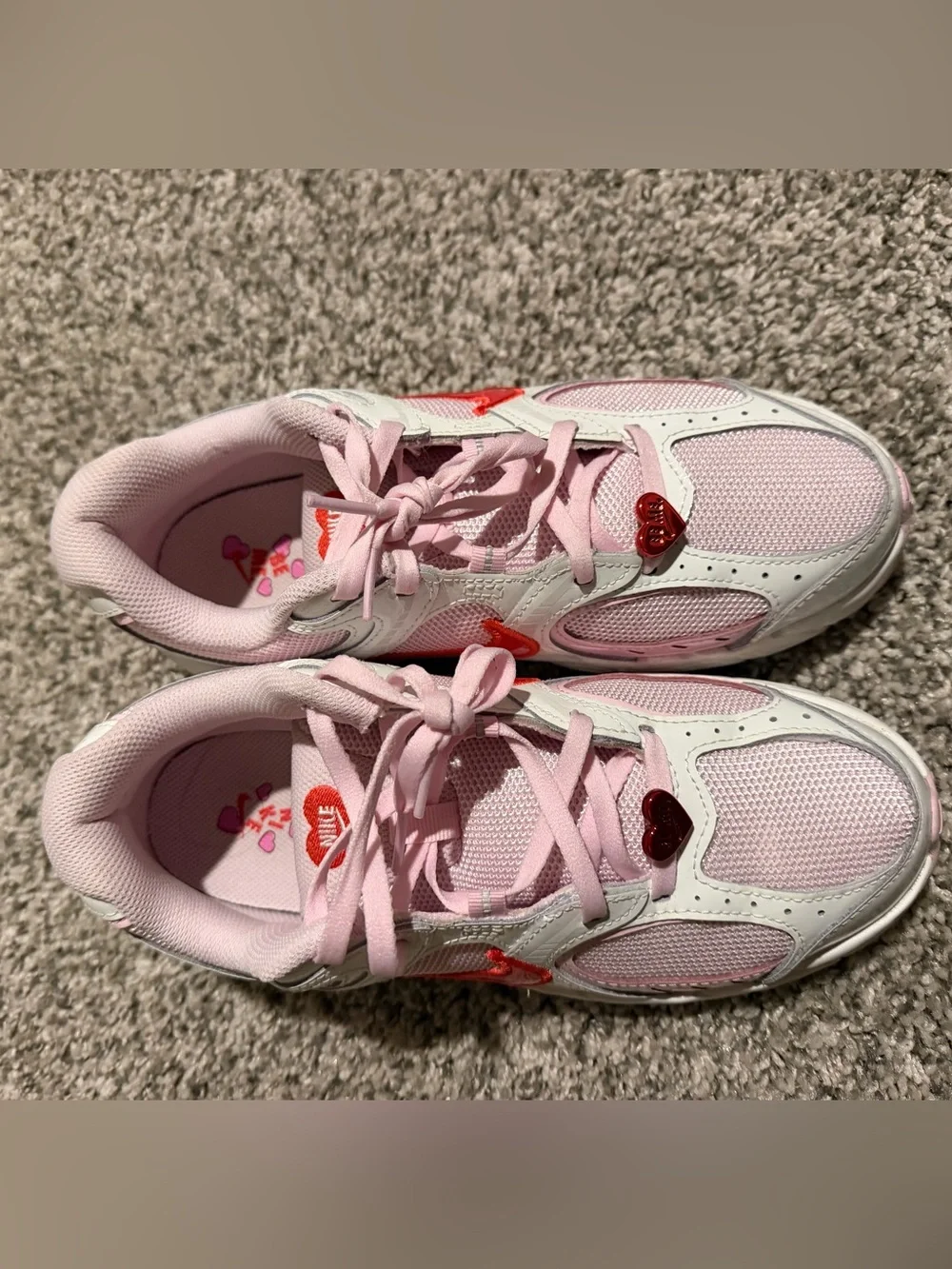 Nike Kids Pink and White Heart Accent Sneakers